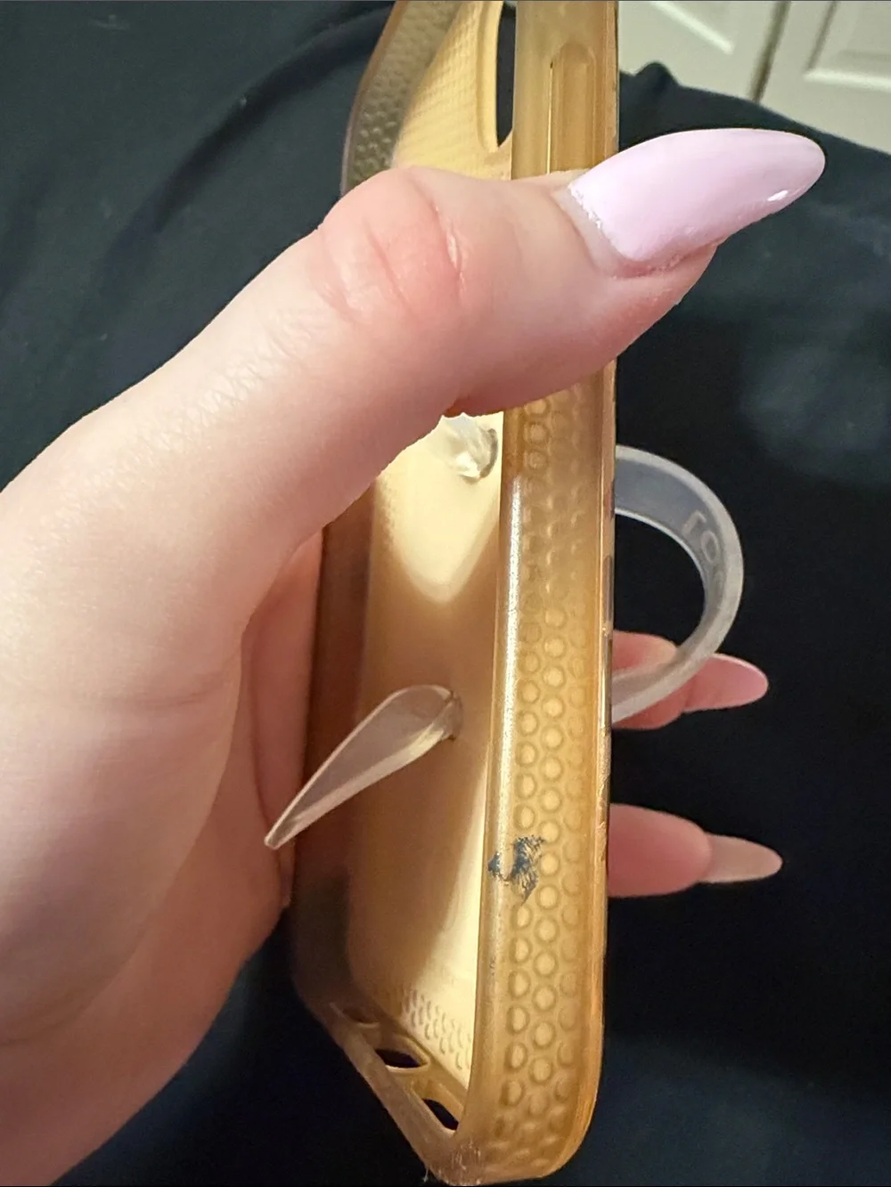 Loopy Gold Leopard Print iridescent iPhone 13 Case with Clear Grip Ring